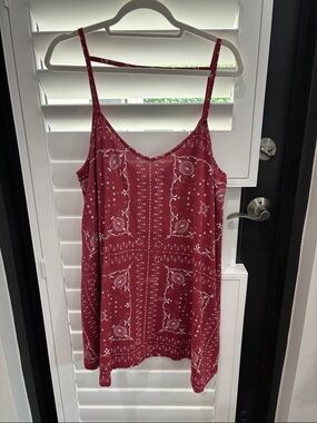 Madewell Burgundy Bandana-Print Spaghetti-Strap minim dress